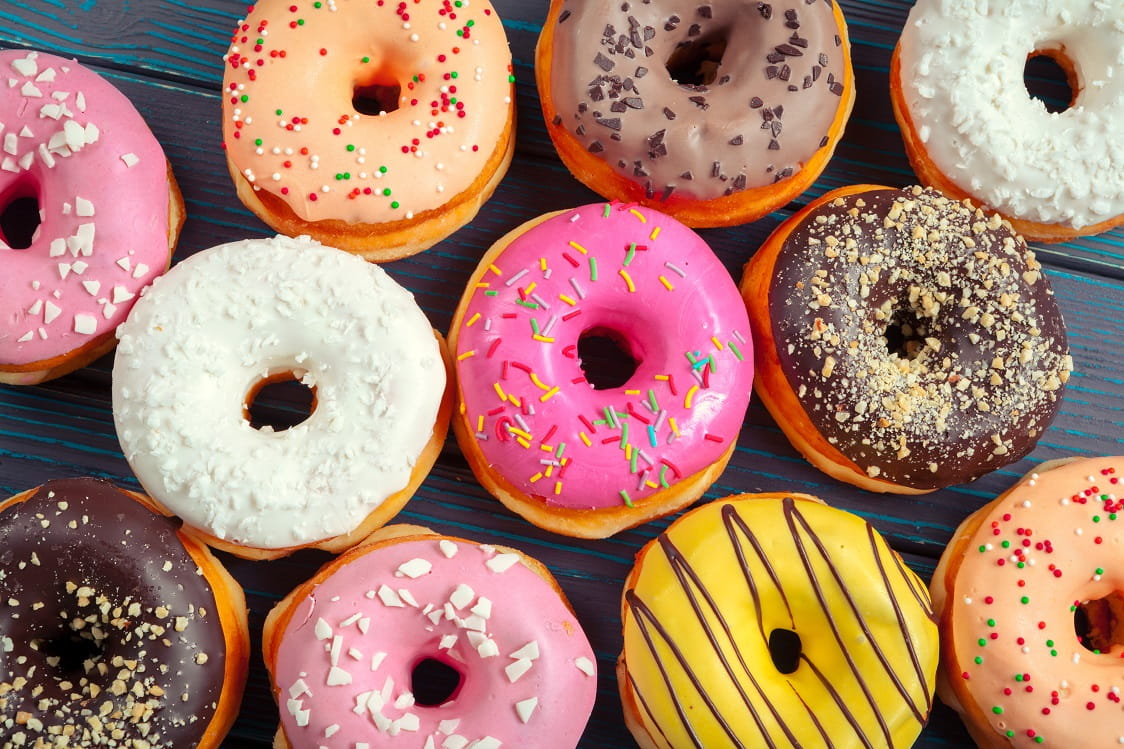 Variety of donuts with icing