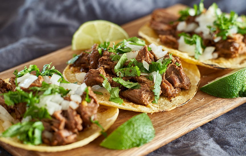 Tortillas filled with meat