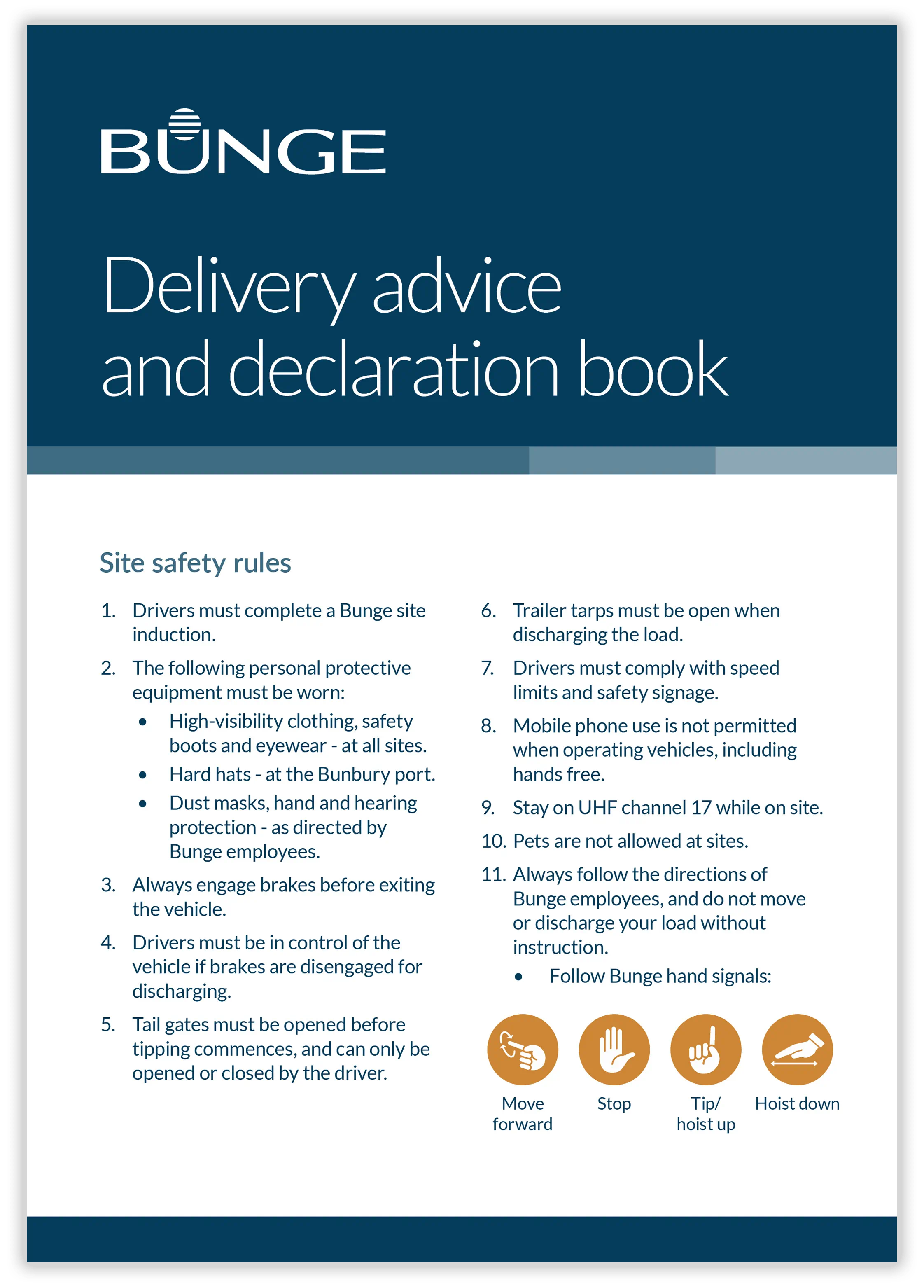 WA delivery advice book
