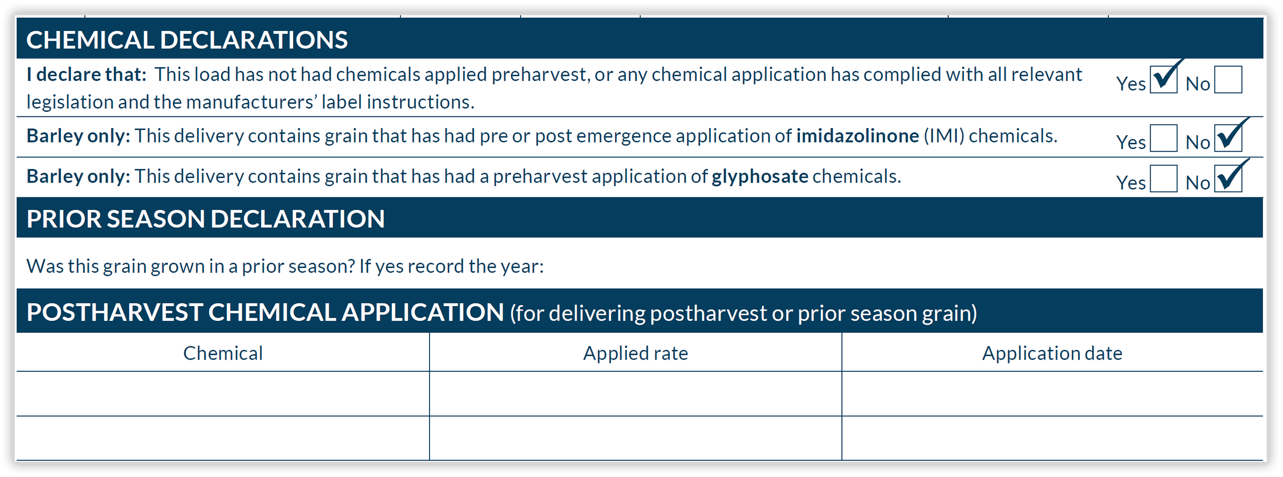 Chemical declaration