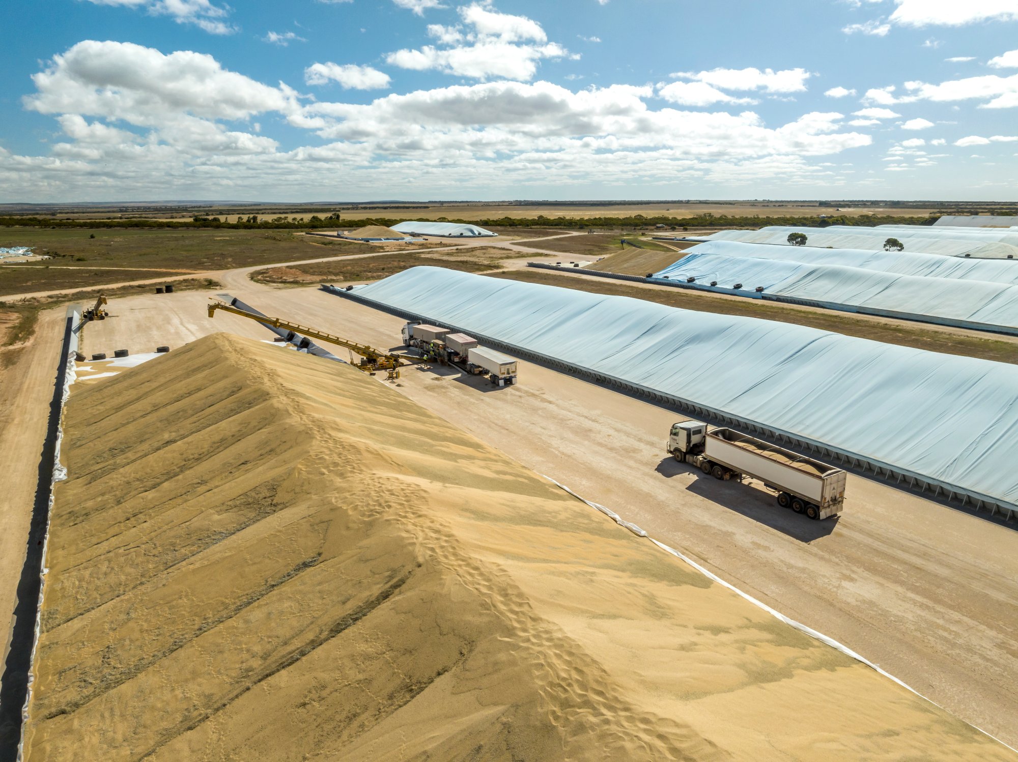 Trucks delivering